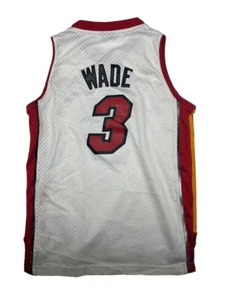 Miami Heat Shirt Jersey Youth M White Dwyane Wade Sewn Reebok Home Boys - Picture 1 of 7
