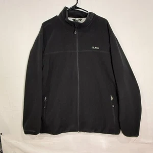 VTG L.L. Bean Men's XL Black Full Zip Fleece Jacket USA Made Jordan Warm Outdoor - Picture 1 of 6