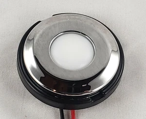 MATTE WHITE CHROME 12V LED ROUND 1.75" COURTESY LIGHT MARINE BOAT RV DECK STAIR - Bild 1 von 2