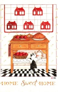 Tarjetas de notas en blanco Home Sweet Cat Apple Pie Susan Branch azul guinga - Juego de 3 - Imagen 1 de 4
