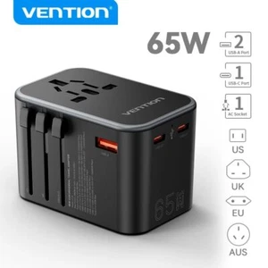 PD 65W Wall Charger Plug USB A C Universal Travel Adapter Worldwide USA EU AU UK - Picture 1 of 19