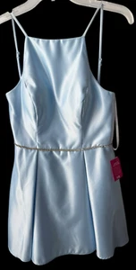 Prom NWT Dress B.Darlin Junior Size 11 Blue Attached Jeweled Belt Corset Back B - Picture 1 of 9