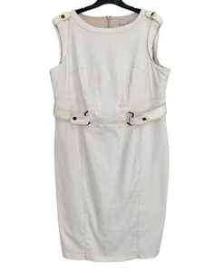 Per Una Dress Size 20 22 Utilitarian Linen Blend Sandstone Flax M&S Military - Picture 1 of 13