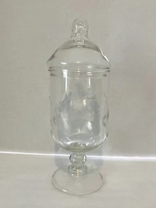 Princess House 8.25" Apothecary Jar Heritage Pattern Footed Candy Dish w/Lid EUC - Picture 1 of 7