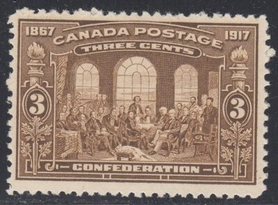 Canada #135, 3 cent 1917 50th Anniversary Confederation MH cat $70 - Image 1 of 2