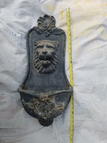 Antique Black Lion Head FRENCH Cast Iron Wall FOUNTAIN Garden Sink LAVABO 26" H Cover
