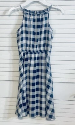 Epic Threads Dress Girls Size 8 Blue White Check Headband New - Image 1 of 4
