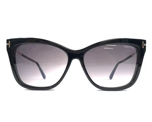 Tom Ford Eyeglasses Frames TF5824-B 001 Black w/ Gradient Gray Clip-on 56-14-140 - Picture 1 of 13