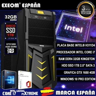 ORDENADOR SOBREMESA I7 32GB SSD 1TB GTX 1650 4GB  WINDOWS 10/11 - Imagen 1 de 4