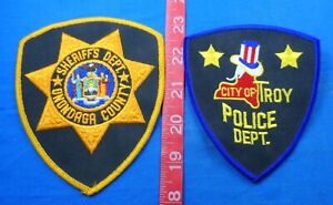 New York - Troy Police 4-1/2"; Onondaga County Sheriff 5"; Cloth Patch Lot of 2