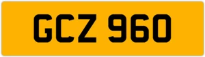 GCZ 960 G 3x3 DATELESS PRIVATE NUMBER PLATE GAZ GAV GEO GUS GUY GRACE GEM GED GS - Picture 1 of 1