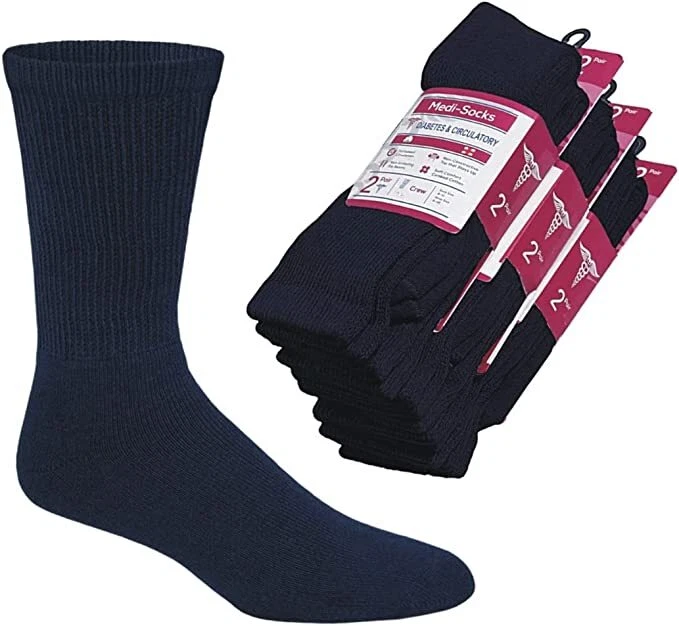 6 pares de meias femininas Diabetic Ankle Crew almofada circulatória algodão tamanho 9-11 - Imagem 1 de 1