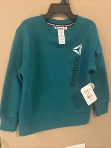 Reebok Boy's Athletic Fleece Crewneck XS 4/5 Quetzel Green Pullover Sweatshirt - Picture 1 of 11