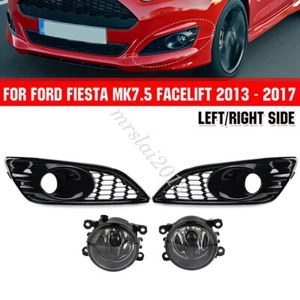 Gloss Black Honeycomb Front Fog Light + Grille Grill For Ford Fiesta Mk7 Zetec S - Picture 1 of 10