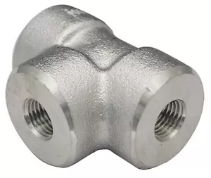 (High Pressure) 1/2" NPT Female 316 Forged Stainless Steel 3000 Tee Fitting - Picture 1 of 2