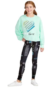 Justice Girls Sweatshirt And Leggings Outfit 12/14 Gel Logo Graphic 2 Piece Set - Picture 1 of 12