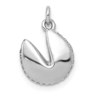 Lex & Lu 14k White Gold Diamond Fourtune Cookie Pendant LAL3073 - Picture 1 of 4