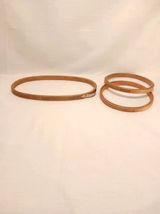 3 Wood Embroidery Hoops Princess Bow Spring Oval 9" & 2 Duchess Lined Round 5" - Picture 1 of 12