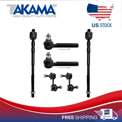 6 pcs Front Outer +Inner Tie Rod End + stabilizer link For 09-13 Subaru Forester - Image 1 of 4