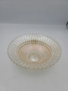 Depression Glas irisierende Waffel Rüschen Fuß Schale - Bild 1 von 5