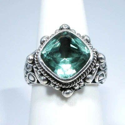 Anillo Sarda de plata de ley y topacio místico Bali Hai talla 6,75 Foto 1 de 4