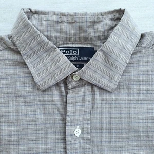 Camisa Polo Ralph Lauren De Colección Para Hombres XL Gris A Cuadros Clásica Preppy Oficina Retro - Imagen 1 de 11