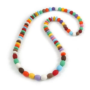 Multicoloured Resin Bead Long Necklace - 86cm Long - Picture 1 of 4