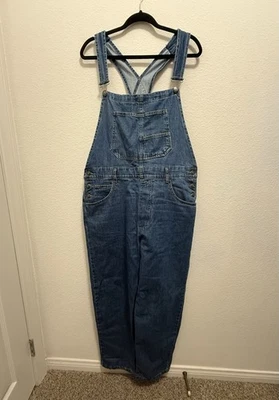 Free People We The Free Ziggy Denim Straight Leg Overalls Powder Blue Size XL - Image 1 of 4