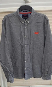 Men's Superdry XXXL 3XL Blue & White Micro Dogtooth Formal Shirt. Great Cond. - Picture 1 of 5