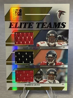 🔥🏈VICK/CRUMPLER/DUNN 2006 Donruss Elite Elite Teams Triple Relic SP /99!!!🏈🔥 - Image 1 of 4