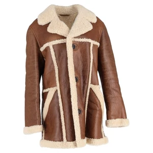 Abrigo Yves Salomon forrado en cuero marrón - Imagen 1 de 3