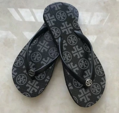 Tory Burch Women's Black Flat Flip Flops Beach Slides - Image 1 of 4