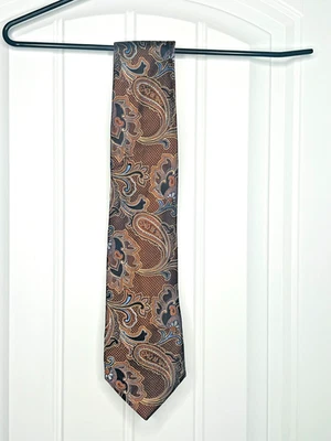 Jos. A. Corbata de seda de diseñador Bank Signature Collection marrón/azul floral/paisley Foto 1 de 2