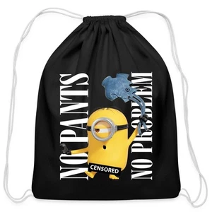 Minions Censored No Pants No Problem Cotton Drawstring Bag - Picture 1 of 5