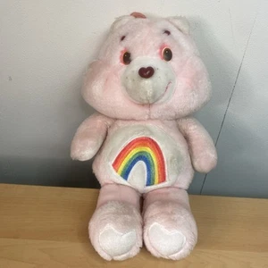 Peluche vintage 1983 Care Bears Cheer Bear 13" Kenner originale arcobaleno - Foto 1 di 6