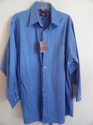 Camisa de vestir de manga larga para hombre Covington XL 17-17,5 / 32-33 azul sin arrugas nueva con etiquetas Foto 1 de 3