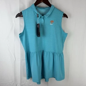 NWT Under Armour Girls Zinger 2.0 Peplum Polo Blue Golf Sleeveless Shirt Top YXL - Picture 1 of 17