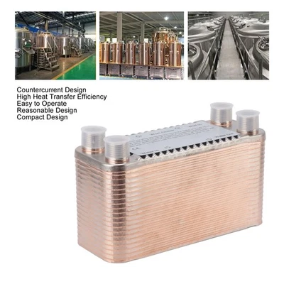 40 Plates Heat Exchanger NPT1/2 Thread High Efficiency Stainless Steel HG - Image 1 of 4
