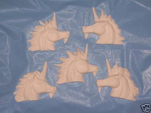  Ceramic Bisque Ready to Paint 5 Unicorn Magnets  - Image 1 of 1