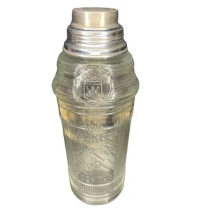 Coctelero de vidrio Walkers Art Deco Manhattan EST 1858 RARO mediados de siglo - Imagen 1 de 12