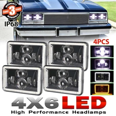 4x 4x6" Faros LED Hi-Lo DRL Para Chevrolet Monte Carlo El Camino 1982-1987 Foto 1 de 4
