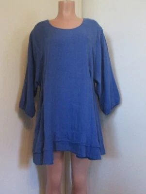 LA FIXSUN LINO AZUL DOLMAN MANGA 3/4 2 BOLSILLOS TOP ASIMÉTRICO OVERSIZE, M Foto 1 de 4