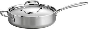 Padella per Salsa Tri-Ply Rivestita in Acciaio Inox 3 Quarti con Coperchio, Pronta per Induzione - Foto 1 di 11