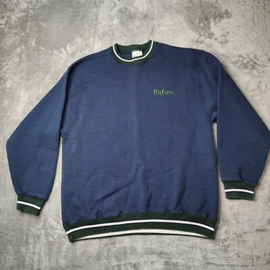 Vintage Wilson Sweater Men Large Blue Fleece Lined Crewneck Made in USA Pullover - Picture 1 of 11