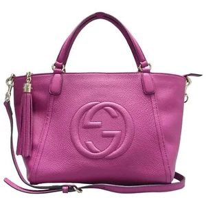 100% Authentic GUCCI Soho Purple Leather Satchel 778-113024 - Picture 1 of 12