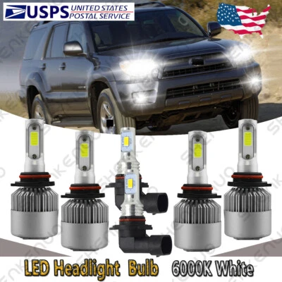 For 2003 2004 2005 Toyota 4Runner 6PC LED Headlight High Low Beam + Fog Light S2 - Image 1 of 4
