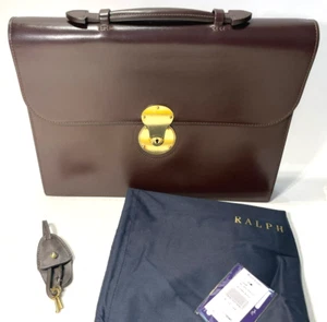 Polo Ralph Lauren - 40940BR - Soft Leather Cooper Briefcase - Dark Brown - Picture 1 of 9