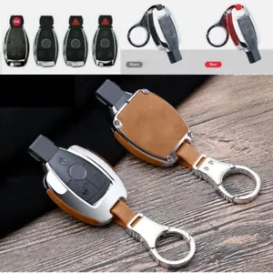 For Mercedes Benz A C E G S Class GLA CLK Leather+Metal Car Key Fob Case Cover - Picture 1 of 14
