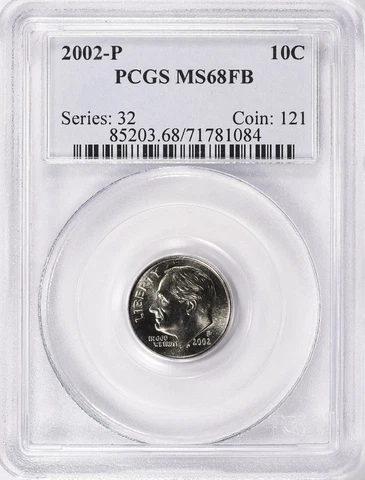 2002 P Roosevelt Dime Business Strike PCGS MS68 FB (Full Bands) Cover
