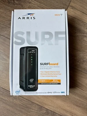 ARRIS SURFboard SBG10 DOCSIS 3.0 16x4 Gigabit Cable Modem & AC1600 Wi-Fi Router - Image 1 of 4